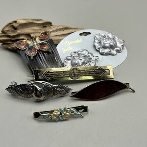 Elegant Vintage Hair Clip Set with Butterfly and Floral Designs -Cottagecore